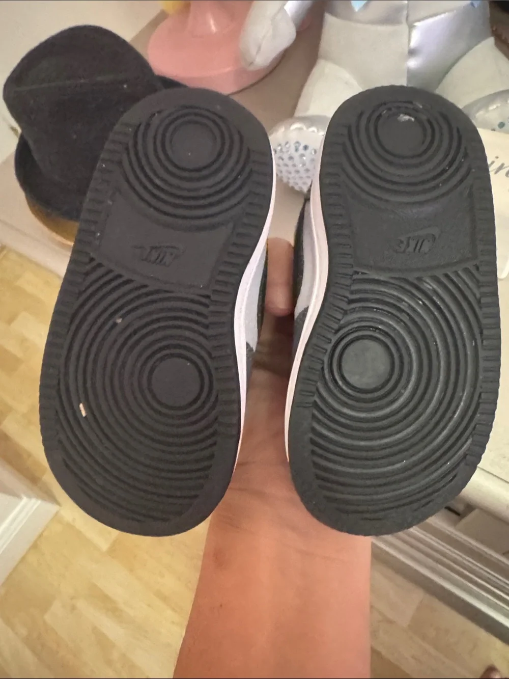 Nike Kids Grey, White & Black High-Top Sneakers